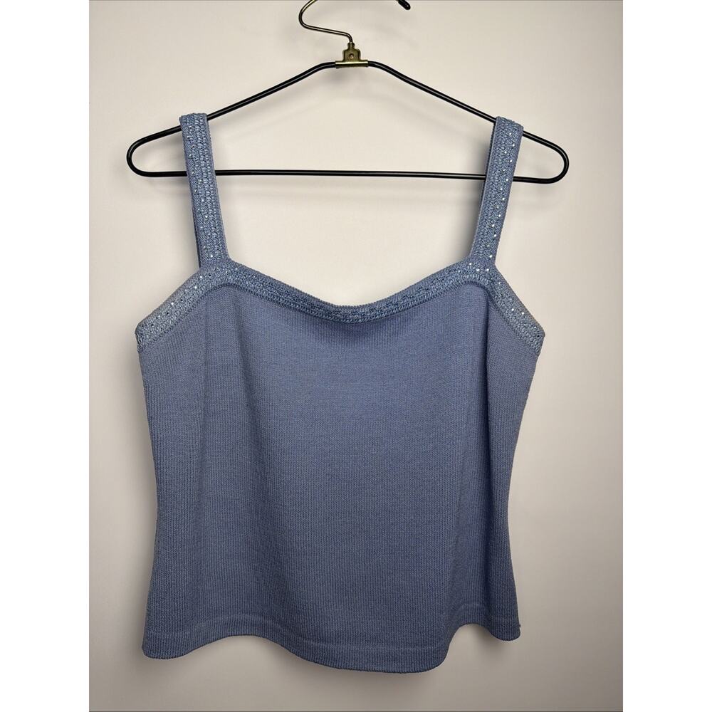 St. John Baby Blue Sparkly Santana Knit Tank Large